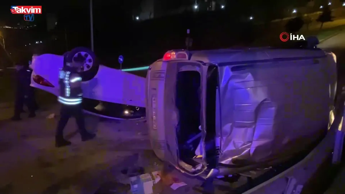 Kocaeli'de 2 araç takla attı: 4 yaralı