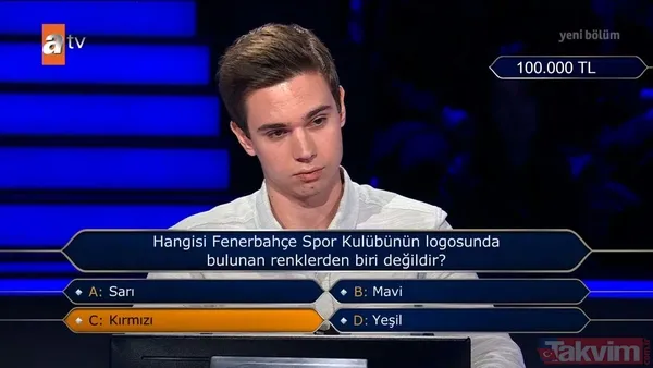 Kim Milyoner Olmak İster'de Fenerbahçe sorusu! Tuttuğu takımın rengini bilemedi veda etti! Kenan İmirzalıoğlu: 'Galatasaray mı sandın?' - 4