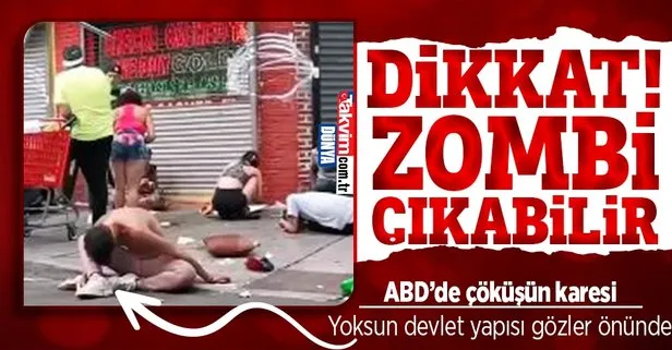 Zombi filmlerini aratmıyor! ABD’de uyuşturucu krizi korkunç boyutlara ulaştı!