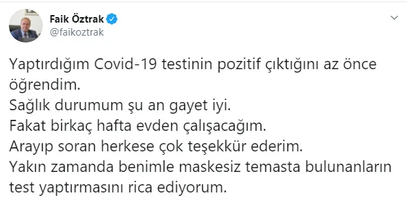 Son dakika: CHP Parti Sözcüsü Faik Öztrak koronavirüse yakalandı: Benimle temas edenler...-1