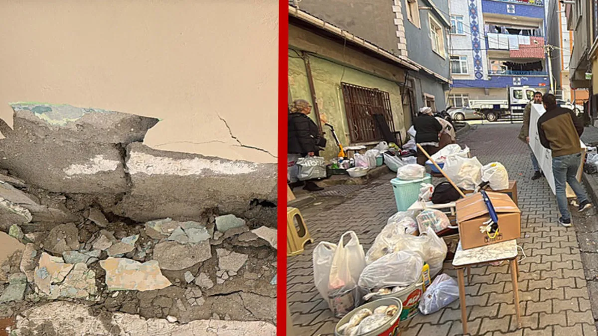 Kağıthane’de korkutan görüntü! Çatlaklar oluştu, bina boşaltıldı