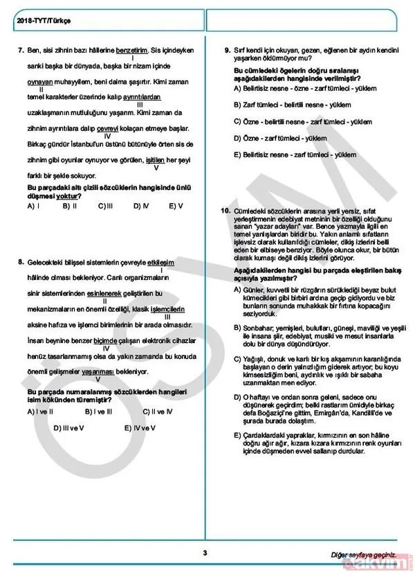 YKS çıkmış sorular ve cevaplar! 2018 YKS çıkmış sorular ve cevap anahtarı - 6