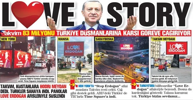 New York’ta Stop Erdoğan afişi asan küstahlara Türkiye’den yanıt: ’Love Erdoğan’