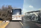 Siverek’te yolcu otobüsü alev alev yandı! Faciayı sürücü önledi