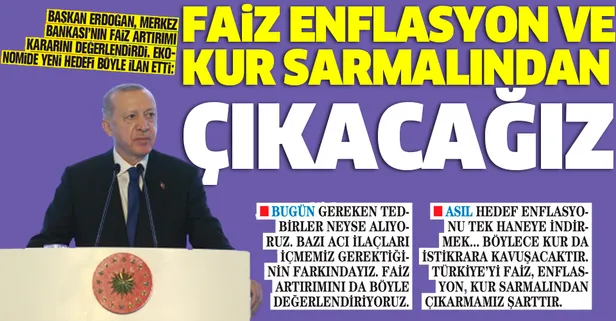 Başkan Erdoğan: Türkiye'yi faiz, enflasyon, kur sarmalından çıkarmamız şarttır