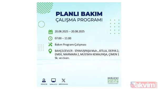 ⚫20 Ağustos 2025 İstanbul'da Elektrik Kesintisi Yaşanacak İlçe Ve Mahalleler