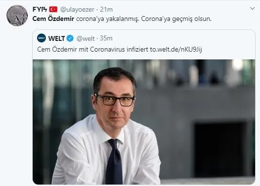 Türkiye düşmanı Cem Özdemir'e koronavirüs şoku-1