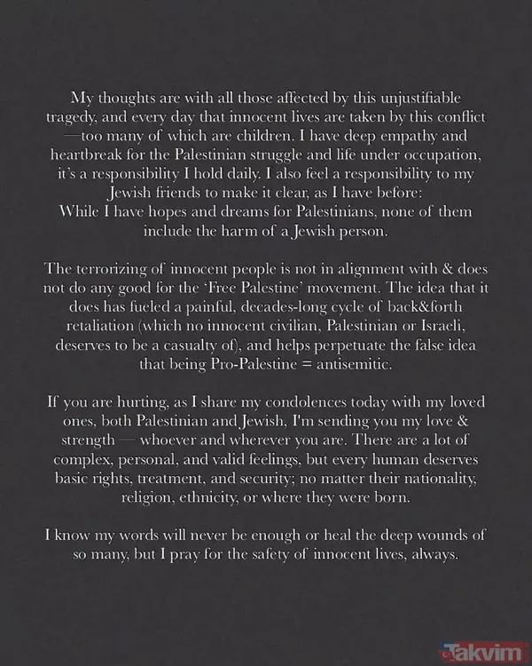 Filistinli model Gigi Hadid kanlı katliama duyarsız kalamadı: Dualarım masum canlar için... - 9