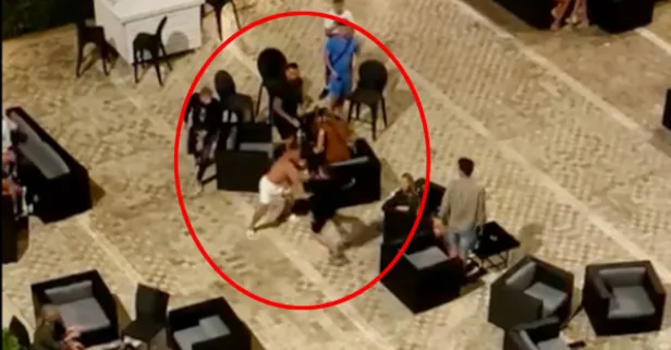 Antalya'da Rus ve İngiliz turistlerin 'kız arkadaşıma bakma' kavgası kamerada