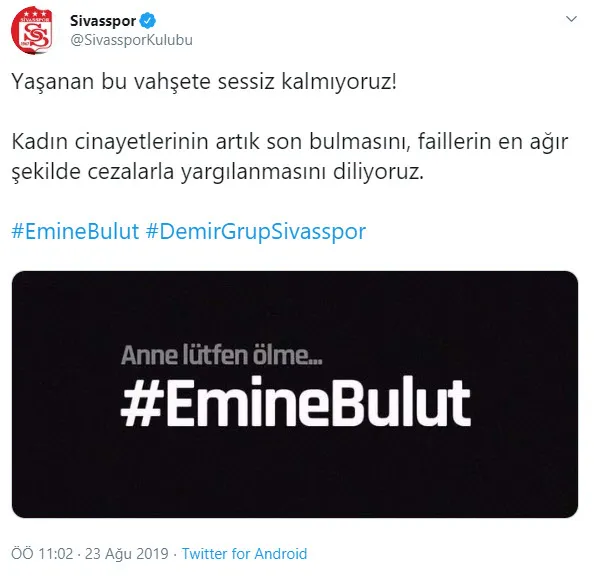 Emine Bulut olayına Süper Lig takımları sessiz kalmadı 'Alışmayacağız, susmayacağız'-11
