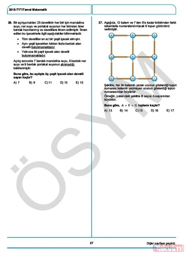 YKS çıkmış sorular ve cevaplar! 2018 YKS çıkmış sorular ve cevap anahtarı - 30