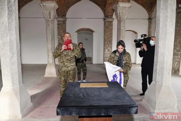 Azerbaycan Cumhurbaşkanı İlham Aliyev eşi Mihriban Aliyeva ve kızı Leyla Aliyeva ile birlikte Şuşa'yı ziyaret etti - 14