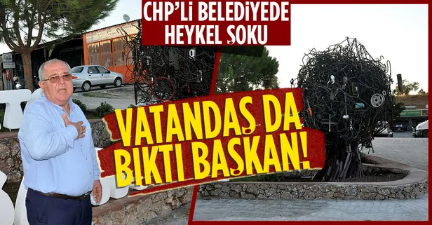 CHP'li Datça Belediye Başkanı Gürsel Uçar'ı heykel şoku! Açılışa kimse gelmedi
