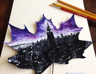 Yaprakları sanat eserine çevirdi