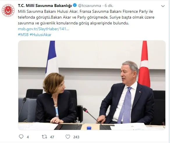 Bakan Akar, Fransa Savunma Bakanı Parly ile Görüştü-1