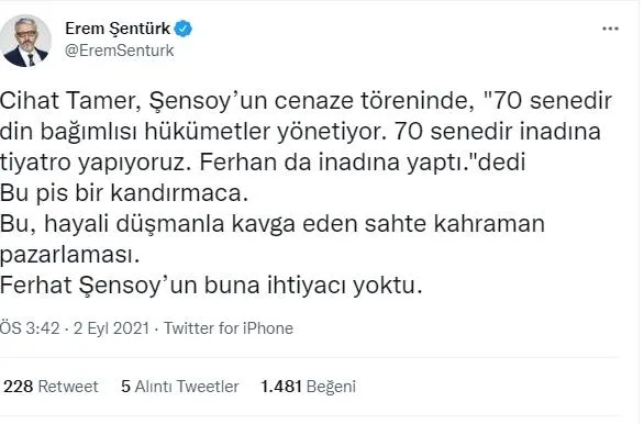Cihat Tamer'in kindarlığı dindarlara! Ferhan Şensoy'un cenaze töreninde amacını aşan ilkel ve kültürsüz sözler...-5