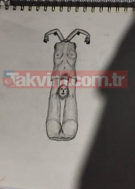 Katil Semih Çelik'in deftere çizdiği çizim (Takvim.com.tr)