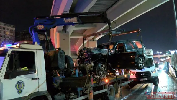 İstanbul Merter'de makas terörü can aldı! Bariyerlere çarpan cip alev aldı: 1 ölü, 3 ağır yaralı - 15