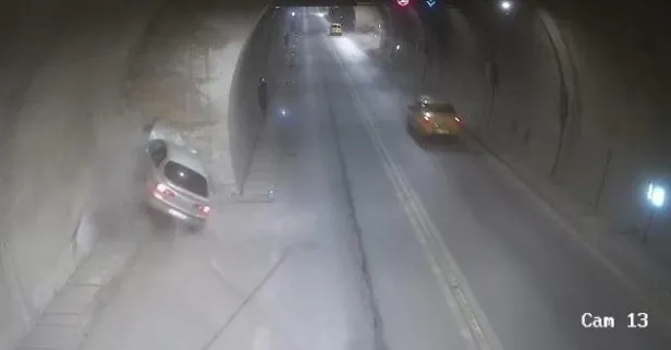 Amasya’da tünelde sollama yaparken duvara çarptı!
