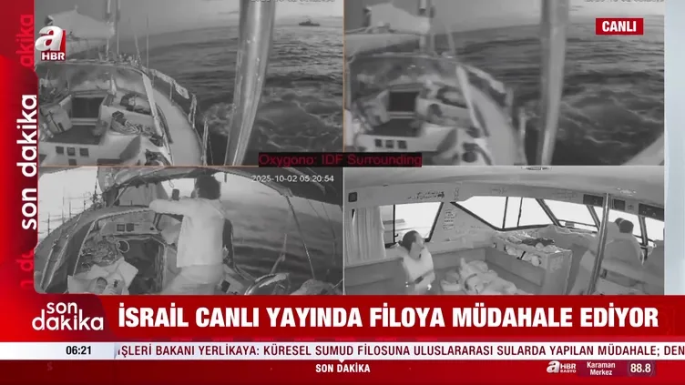 Katil İsrail askerinden Sumud Filosu’na canlı yayında baskın!