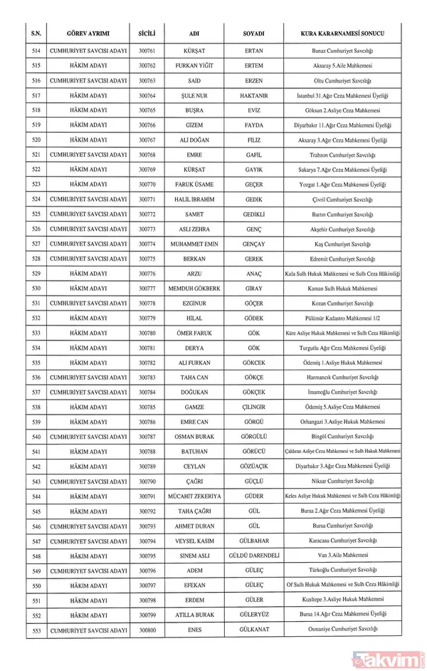 HSK atamaları Resmi Gazete'de! 1351 hakim ve savcı adayının görev yeri belli oldu - 16