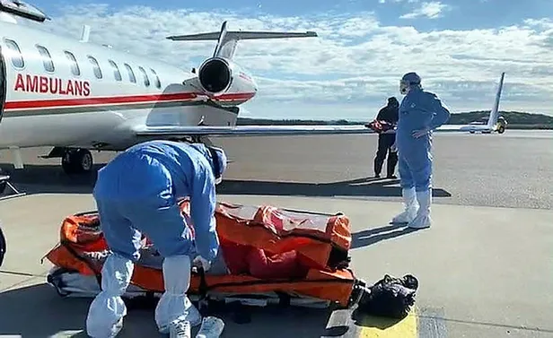İsveç'teki Türk hasta Emrullah Gülüşken ambulans uçakla Ankara'ya getirildi-1