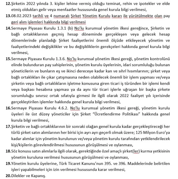 Türk Telekomünikasyon A.Ş. Yönetim Kurulu Başkanlığı’ndan 2022 Faaliyet Yılına İlişkin Olağan Genel Kurul Toplantısı’na Davet-5