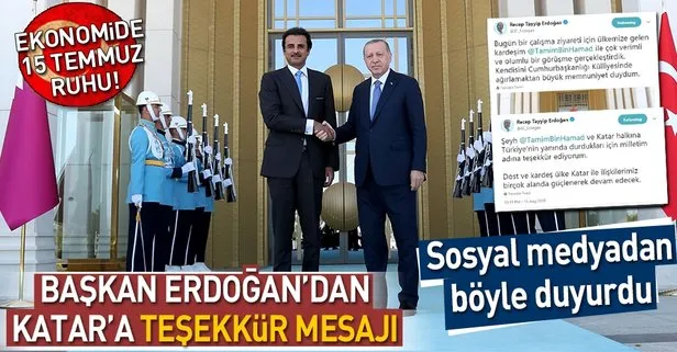 Son dakika: Başkan Erdoğan’dan Katar’a teşekkür mesajı