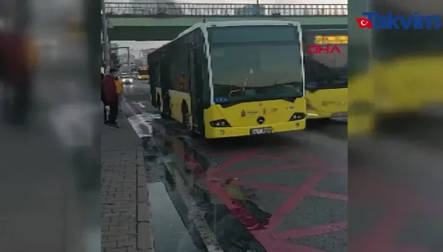 Güngören'de İETT otobüsünde yangın paniği