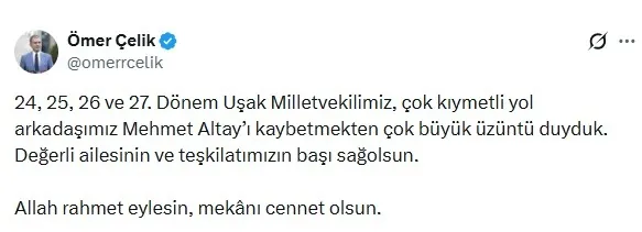 Eski AK Parti Uşak Milletvekili Mehmet Altay hayatını kaybetti-2