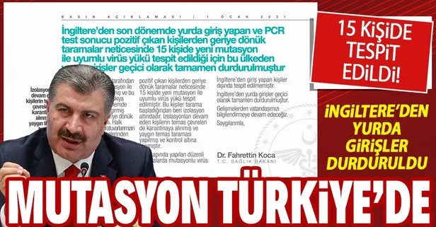 Son dakika: Sağlık Bakanı Fahrettin Koca açıkladı: Mutasyonlu koronavirüs Türkiye’de