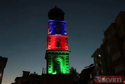 Çanakkale’den Gardaşa anlamlı destek: Saat Kulesi Azerbaycan bayrağı renklerine büründü