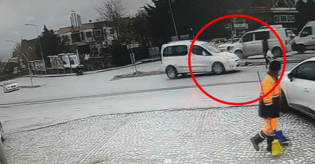 Yeşili beklemeden yola fırladı araba çarptı! Saniye saniye kaydedildi