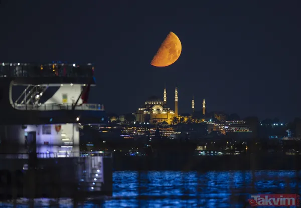 İstanbul'da kartpostallık görüntüler... Yarım ay büyüledi - 4