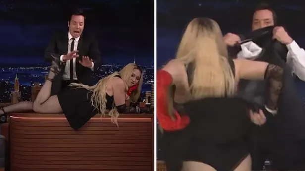 Madonna şov uğruna tüm dünyaya maskara oldu! Artık zıvanadan çıktı yayında önce masaya uzandı sonrada eteğini kaldırarak...-9