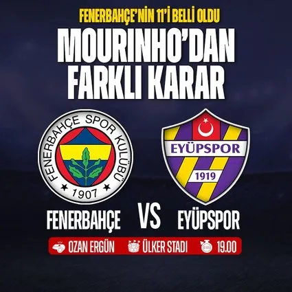 Fenerbahçe’nin Eyüpspor maçı 11’i belli oldu!