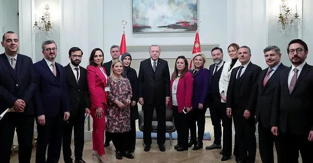 Başkan Erdoğan, Londra'da Türk gazetecilerle bir araya geldi
