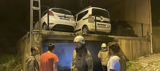 Ümraniye’de kapalı otoparkta yangın! 6 araç zarar gördü
