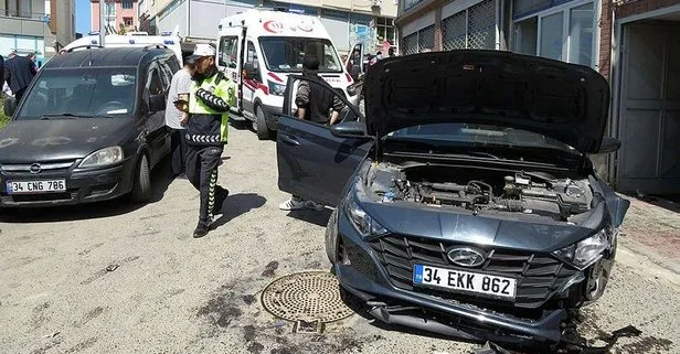 Kaldırımda oturanlara çarptı!