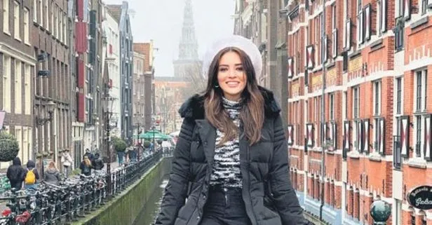Güzel oyuncu Zehra Yılmaz’dan Amsterdam’da havalı pozlar