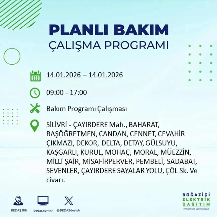 12 ilçe 8 saat elektriksiz! BEDAŞ duyurdu: İşte 14 Ocak kesinti listesi - 23