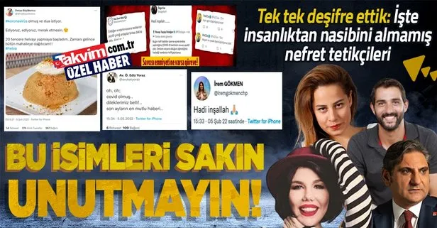 Takvim.com.tr deşifre etti: Koronavirüse yakalanan Başkan Erdoğan’a nefret kusan CHP trolleri, FETÖ’cüler ve sözde sanatçılar