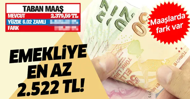 Emekliye en az 2.522 TL
