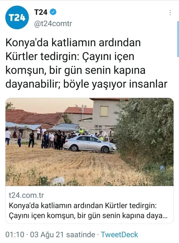 Fondaş T24'ten Konya'daki katliam üzerinden provokatif haber-1
