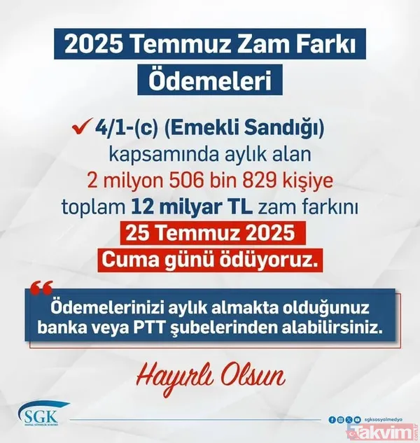 SSK ve Bağ-Kur’dan sonra sıra 4C’de! İşte doğum tarihine göre emekli zam farkı ödeme tarihleri - 2