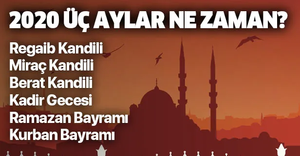 Üç aylar ne zaman başlıyor? 2020 kandil günleri ne zaman? Ramazan ve Kurban Bayramı ne zaman?