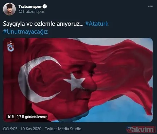 Spor camiası 10 Kasım'da tek ses oldu, Mustafa Kemal Atatürk'ü andı! İşte paylaşımlar