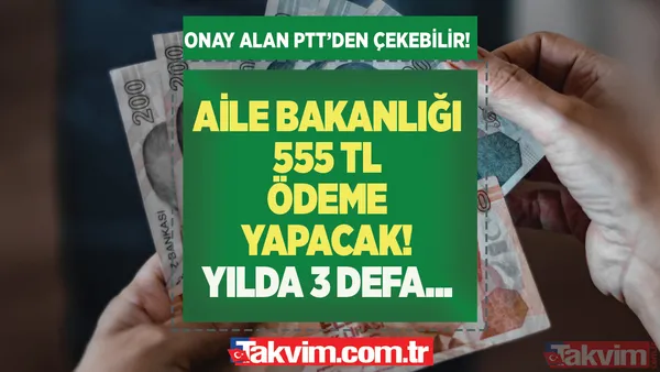 5 dakikada onay alan PTT'den çekecek! Aile Bakanlığı 555 TL ödeme yapacak! Yılda 3 kez veriliyor! - 1