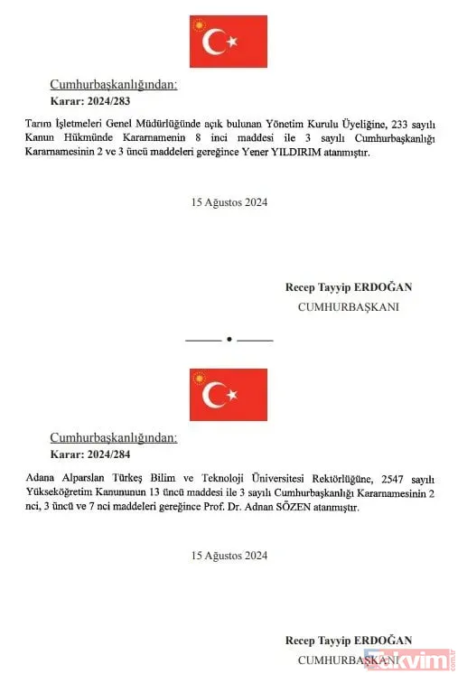 Başkan Erdoğan imzaladı: Atama kararları Resmi Gazete'de! Emniyet Genel Müdürlüğü ve Jandarma Genel Komutanlığı'na yeni isimler - 20