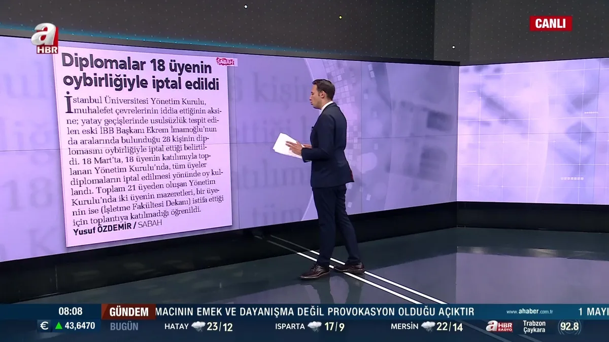 Ekrem İmamoğlu'nun diploması 18 üyenin oy birliğiyle iptal edildi!